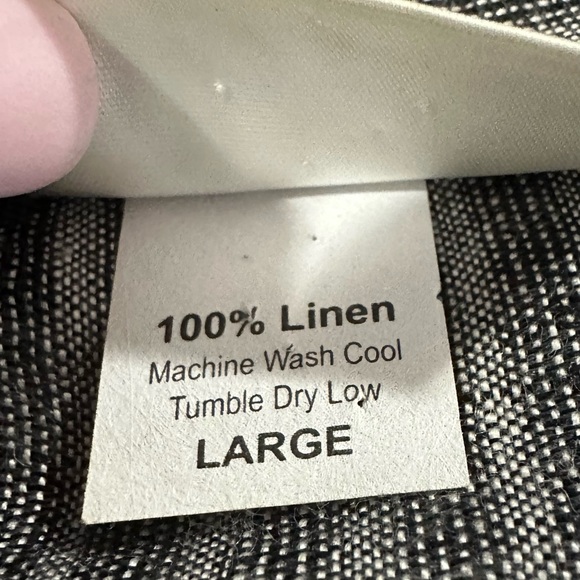 Odile 100% Linen Ribbed Button Front Tunic Top Large Gray Lagenlook Pockets - Picture 7 of 7